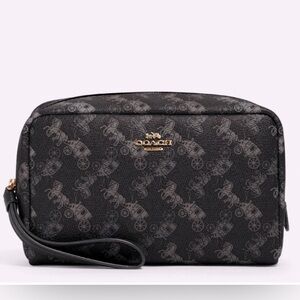 Coach Black Cosmetics Bag with Gold Accents